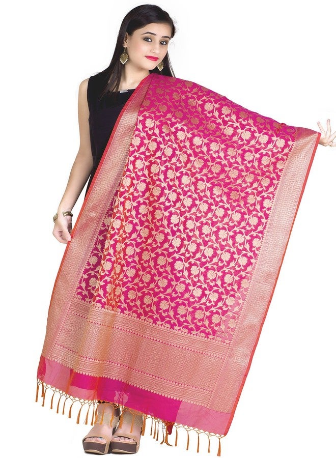 Chandrakala Banarasi Dupatta for Women,Shawl Scarf Wrap Chunni (D266-P) (Pink Gold, Free Size) - Image 1